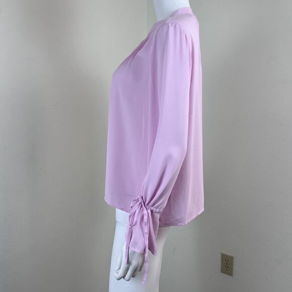 J Crew Women Size S Petite Pink Pleated Pintuck Sheer Chiffon Blouse NEW Top Tie - Picture 11 of 16